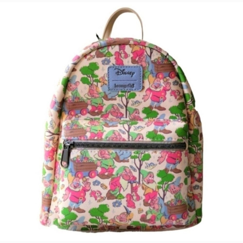 New Loungefly Disney Snow Whitr and The Seven Dwarfs Pastel Dwarfs Mini Backpack